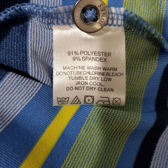 Bobby Jones Performance Polo Shirt Mens Large Blue Striped Golf Short Sleeve - Picture 5 of 9